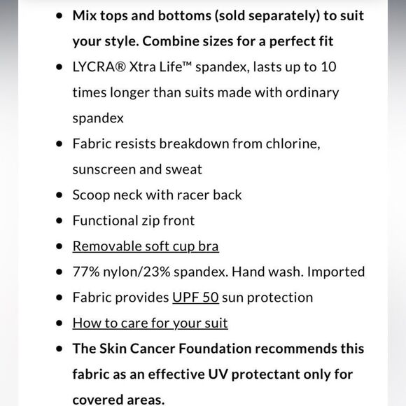 Land’s End Plus Regular zip front soft cup tankini black aqua white Vari… - Picture 5 of 5